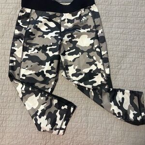 Adidas Black and Gray Camouflage Leggings Techfit S